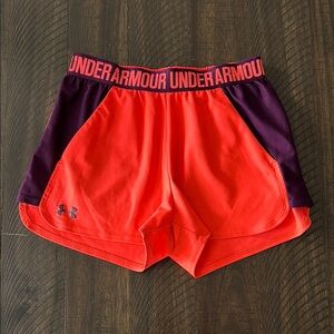 Under Armour Women's Orange and Purple Shorts S